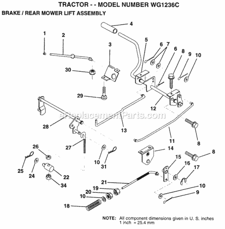 Page A Diagram and Parts List for WG1236C 1999 And Before Husqvarna Lawn Tractor