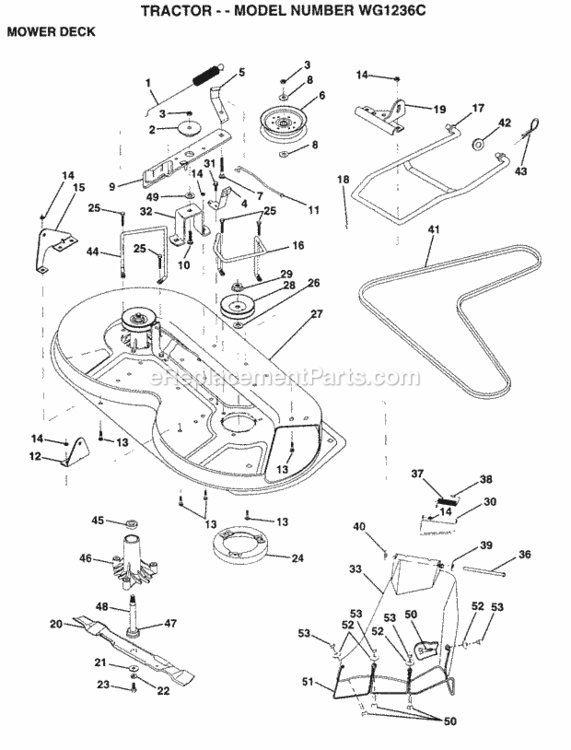 Page J Diagram and Parts List for WG1236C 1999 And Before Husqvarna Lawn Tractor
