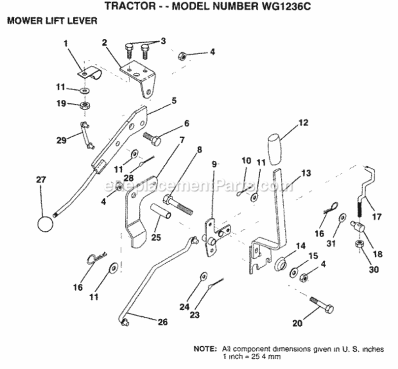 Page K Diagram and Parts List for WG1236C 1999 And Before Husqvarna Lawn Tractor