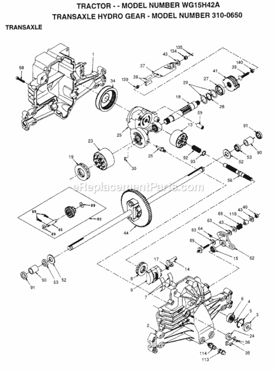 Page J Diagram and Parts List for WG15H42A 1999 And Before Husqvarna Lawn Tractor