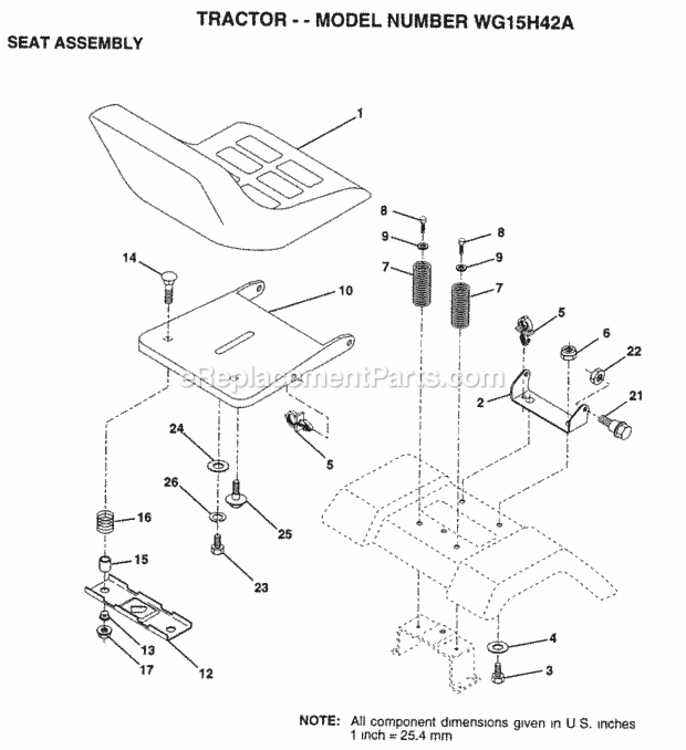 Page H Diagram and Parts List for WG15H42A 1999 And Before Husqvarna Lawn Tractor