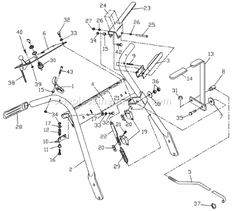 Page E Diagram and Parts List for WH3614A WH 3614 A 2000-06 Husqvarna Lawn Mower