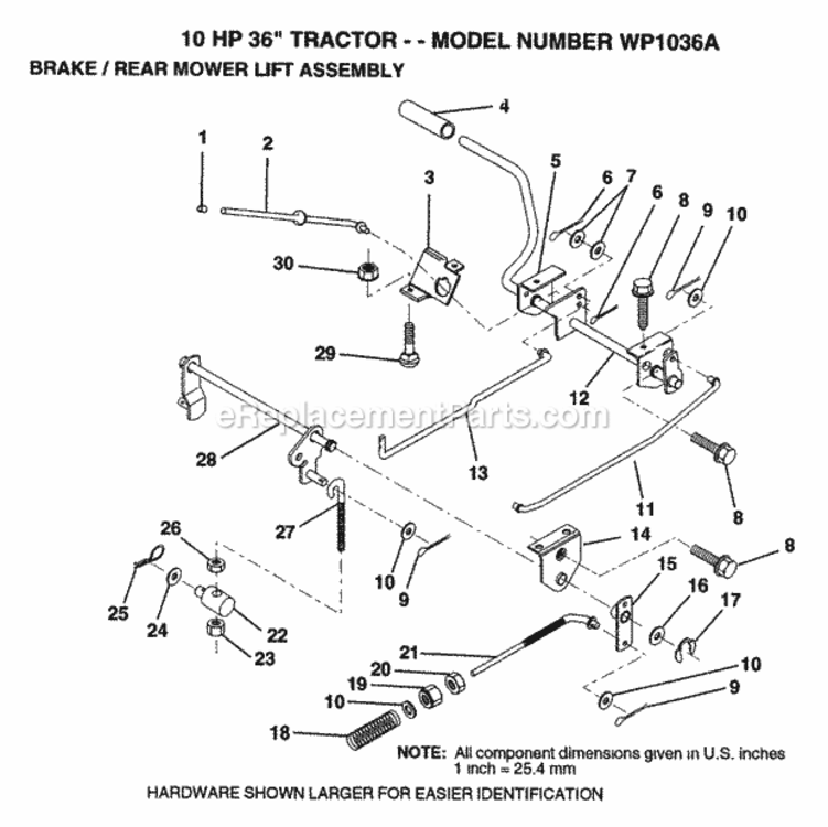 Page A Diagram and Parts List for WP1036A 1992 Husqvarna Lawn Tractor