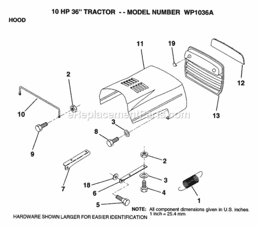 Page J Diagram and Parts List for WP1036A 1992 Husqvarna Lawn Tractor