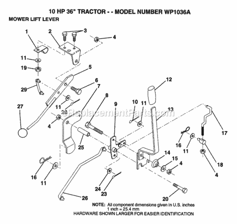 Page L Diagram and Parts List for WP1036A 1992 Husqvarna Lawn Tractor