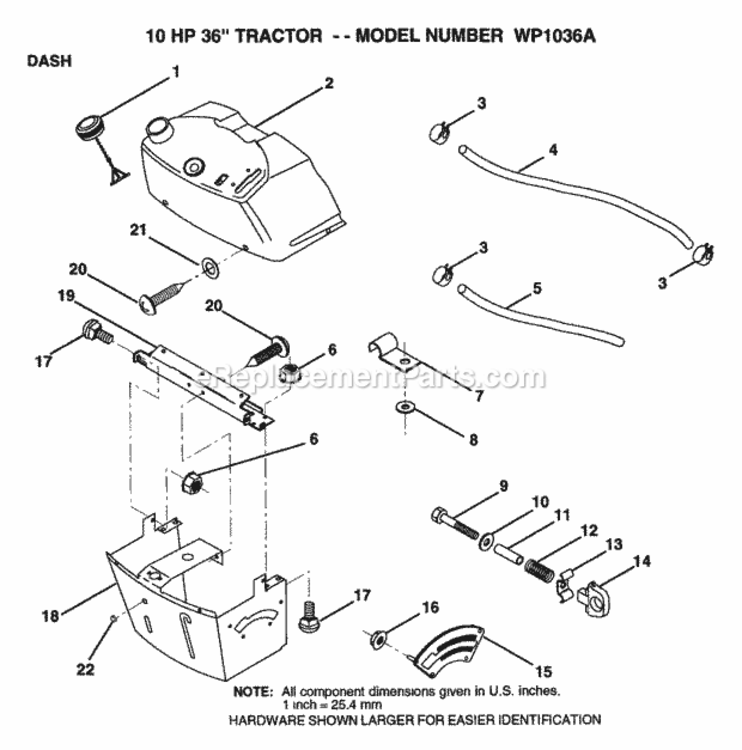 Page C Diagram and Parts List for WP1036A 1992 Husqvarna Lawn Tractor