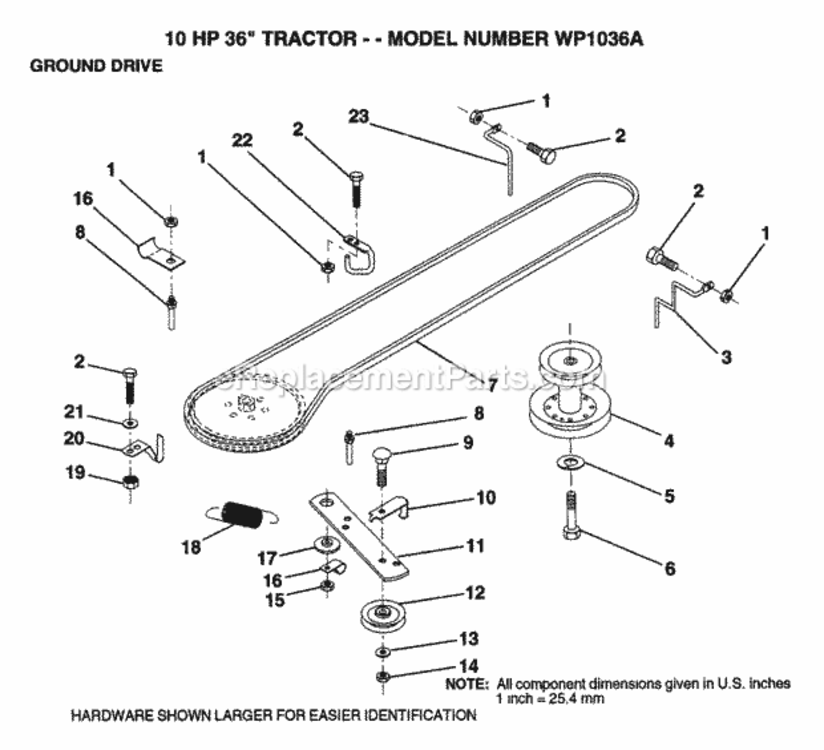 Page I Diagram and Parts List for WP1036A 1992 Husqvarna Lawn Tractor