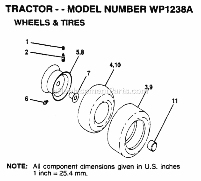 Page K Diagram and Parts List for WP1238A 1995 Husqvarna Lawn Tractor