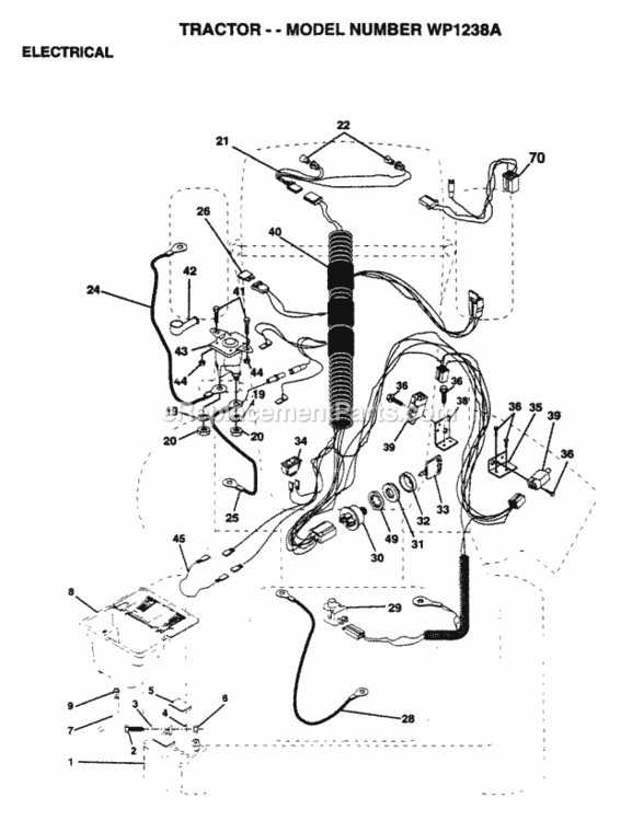 Page D Diagram and Parts List for WP1238A 1995 Husqvarna Lawn Tractor