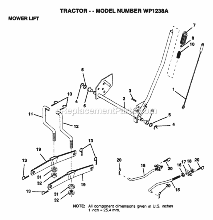 Page G Diagram and Parts List for WP1238A 1995 Husqvarna Lawn Tractor
