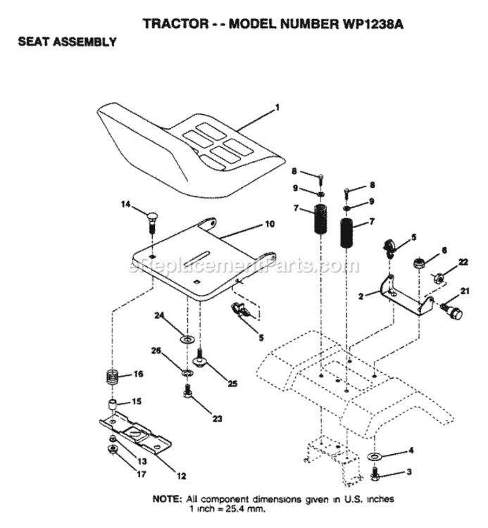 Page H Diagram and Parts List for WP1238A 1995 Husqvarna Lawn Tractor