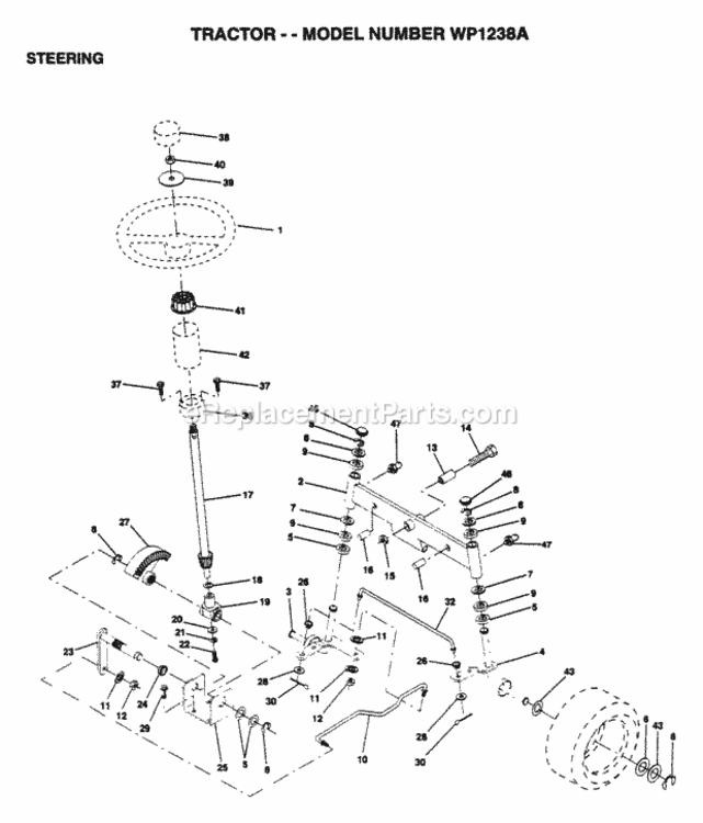 Page I Diagram and Parts List for WP1238A 1995 Husqvarna Lawn Tractor
