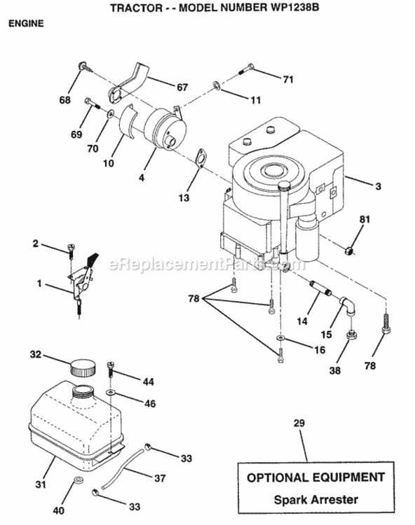 Page E Diagram and Parts List for WP1238B 1996 Husqvarna Lawn Tractor