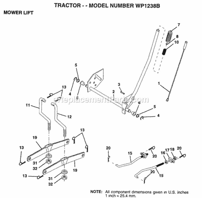 Page G Diagram and Parts List for WP1238B 1996 Husqvarna Lawn Tractor