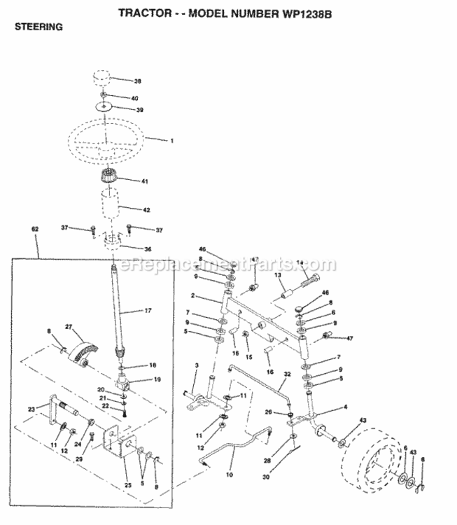 Page I Diagram and Parts List for WP1238B 1996 Husqvarna Lawn Tractor