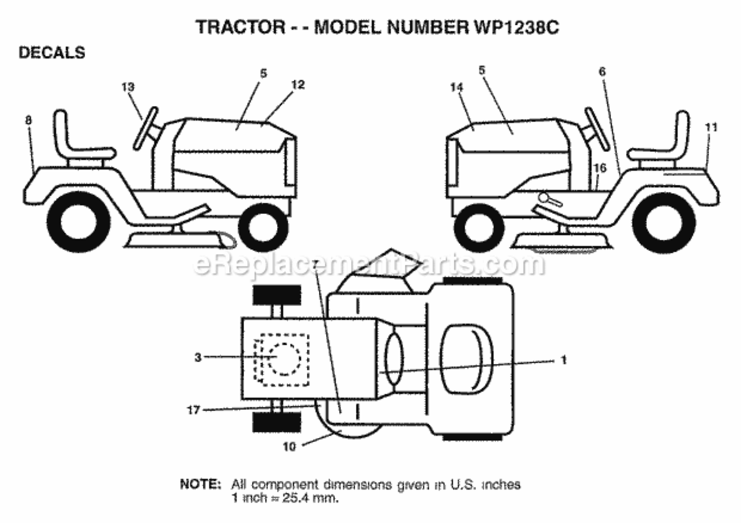 Page B Diagram and Parts List for WP1238C 1997 Husqvarna Lawn Tractor