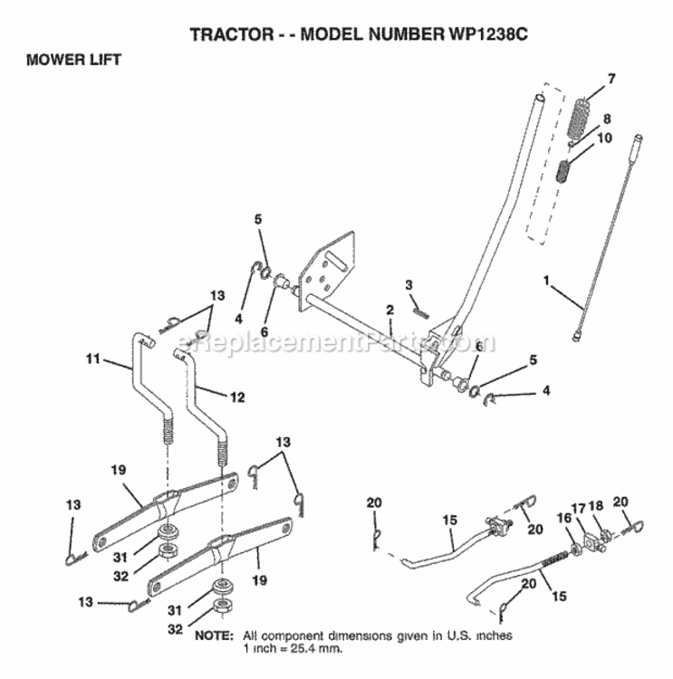 Page G Diagram and Parts List for WP1238C 1997 Husqvarna Lawn Tractor