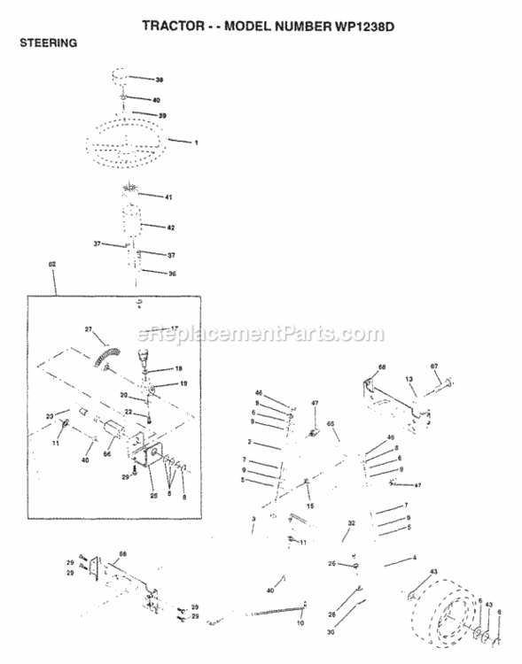 Page J Diagram and Parts List for WP1238D 1997 Husqvarna Lawn Tractor