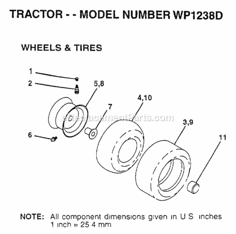 Page K Diagram and Parts List for WP1238D 1997 Husqvarna Lawn Tractor
