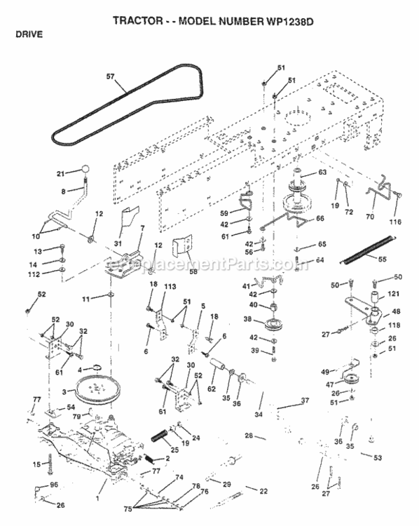 Page C Diagram and Parts List for WP1238D 1997 Husqvarna Lawn Tractor