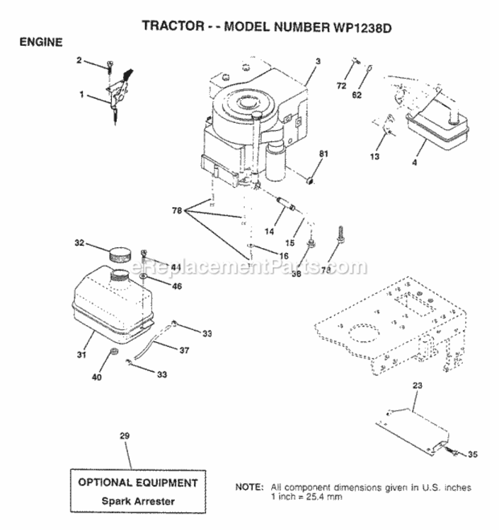 Page E Diagram and Parts List for WP1238D 1997 Husqvarna Lawn Tractor