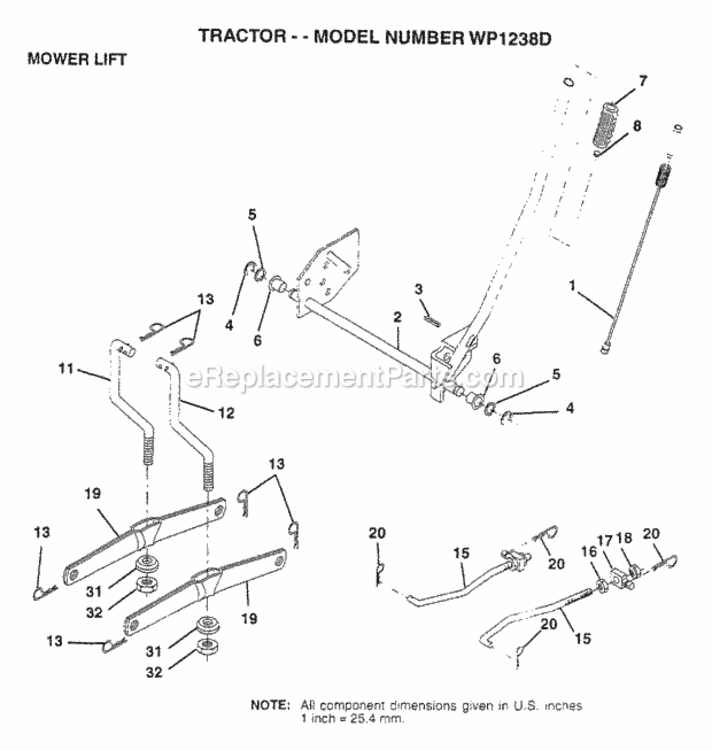 Page G Diagram and Parts List for WP1238D 1997 Husqvarna Lawn Tractor