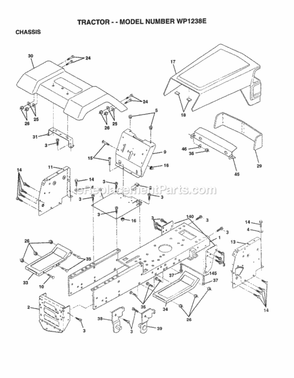 Page A Diagram and Parts List for WP1238E 1998 Husqvarna Lawn Tractor