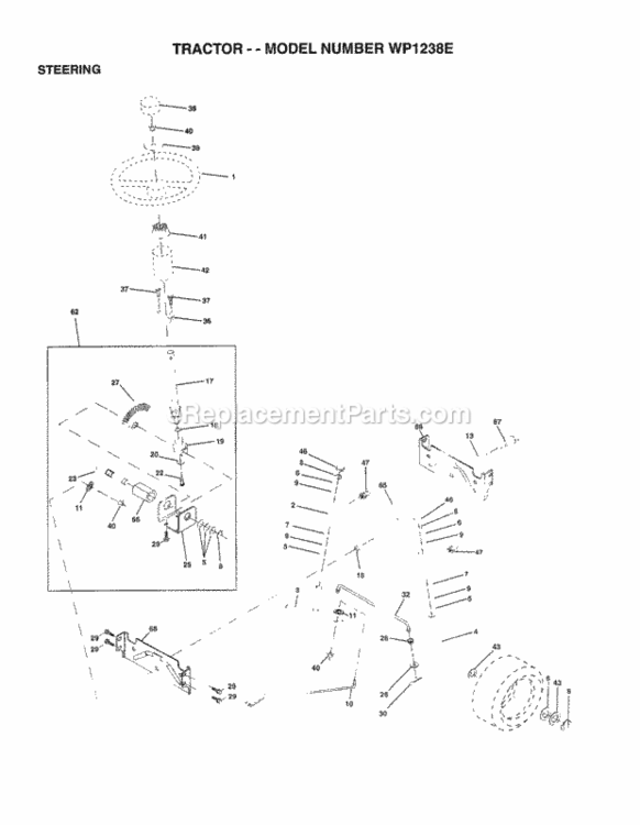 Page J Diagram and Parts List for WP1238E 1998 Husqvarna Lawn Tractor