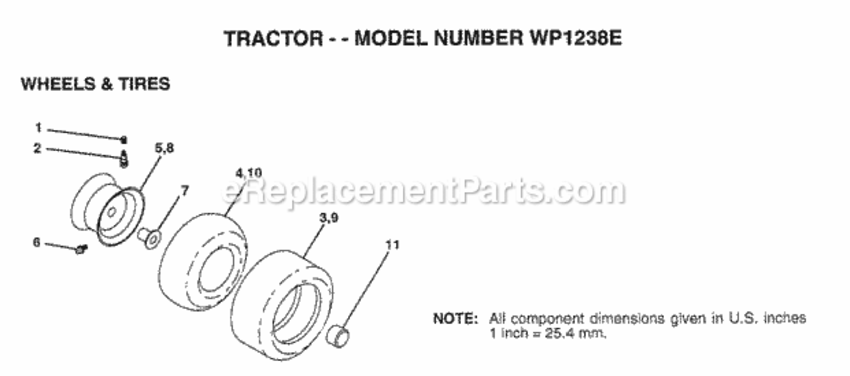 Page K Diagram and Parts List for WP1238E 1998 Husqvarna Lawn Tractor