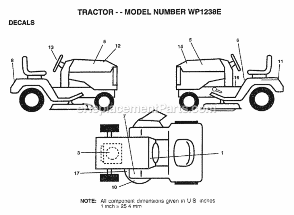 Page C Diagram and Parts List for WP1238E 1998 Husqvarna Lawn Tractor