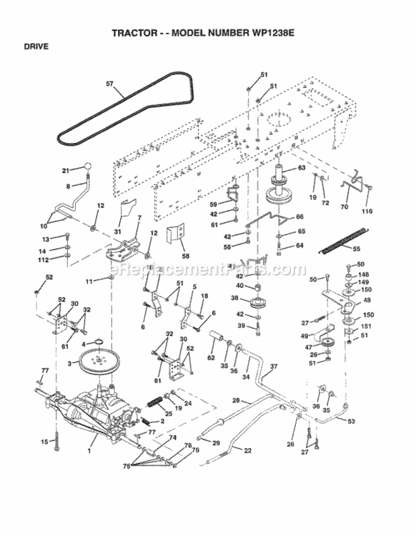 Page D Diagram and Parts List for WP1238E 1998 Husqvarna Lawn Tractor