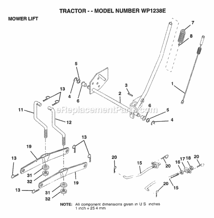 Page H Diagram and Parts List for WP1238E 1998 Husqvarna Lawn Tractor