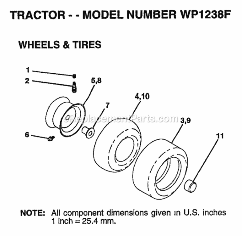 Page J Diagram and Parts List for WP1238F 1999 Husqvarna Lawn Tractor