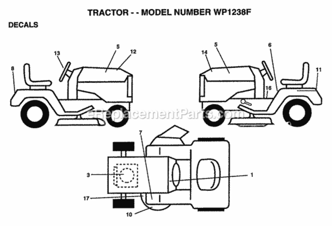 Page B Diagram and Parts List for WP1238F 1999 Husqvarna Lawn Tractor