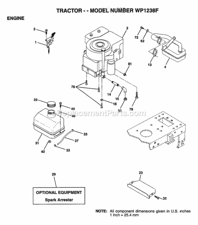 Page E Diagram and Parts List for WP1238F 1999 Husqvarna Lawn Tractor