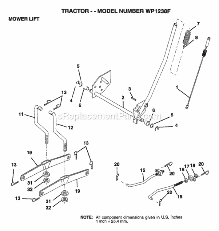 Page G Diagram and Parts List for WP1238F 1999 Husqvarna Lawn Tractor
