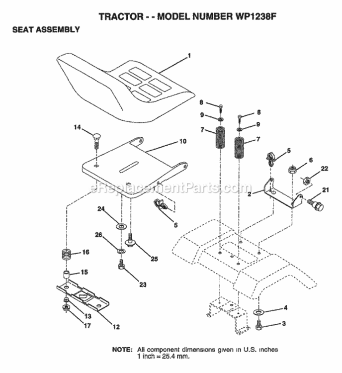 Page H Diagram and Parts List for WP1238F 1999 Husqvarna Lawn Tractor