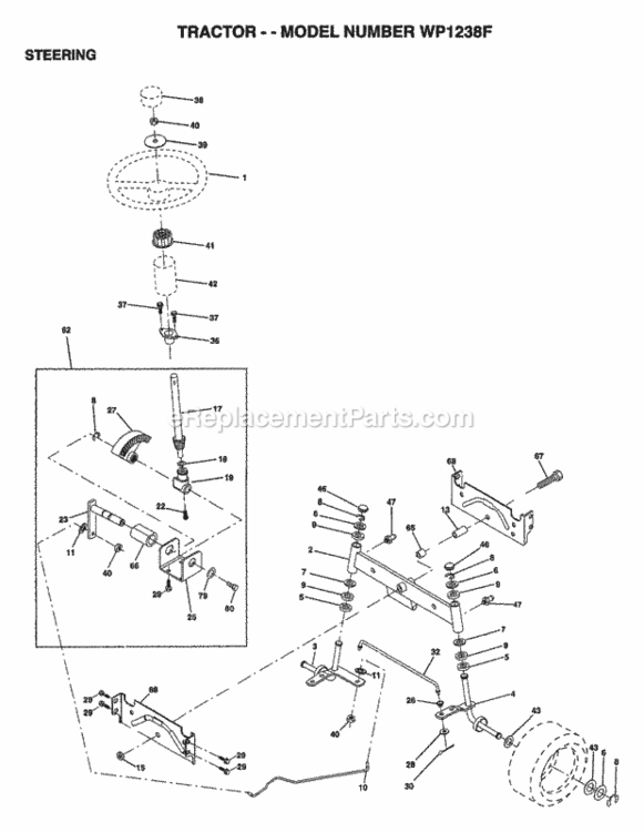 Page I Diagram and Parts List for WP1238F 1999 Husqvarna Lawn Tractor