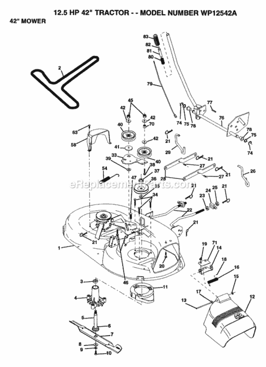 Page F Diagram and Parts List for WP12542A 1992 Husqvarna Lawn Tractor