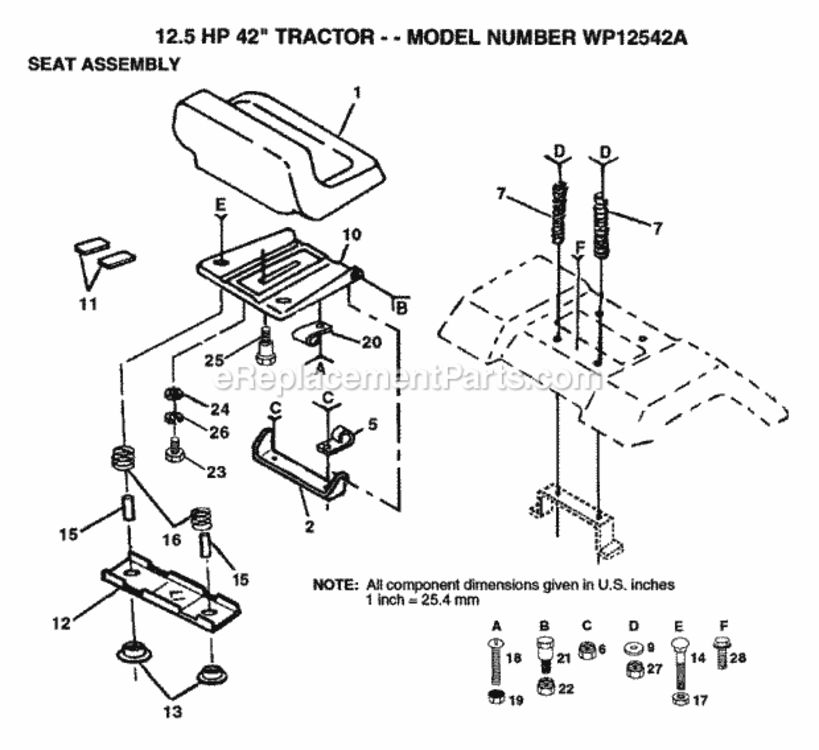 Page G Diagram and Parts List for WP12542A 1992 Husqvarna Lawn Tractor
