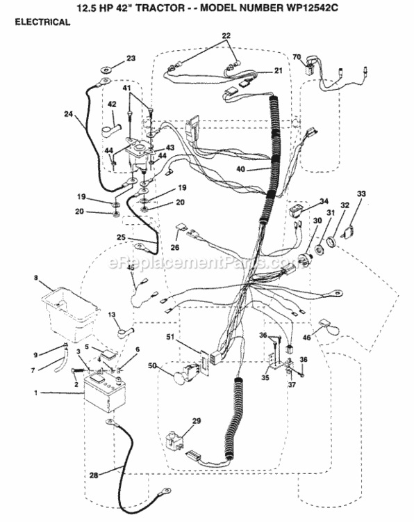 Page D Diagram and Parts List for WP12542C 1994 Husqvarna Lawn Tractor