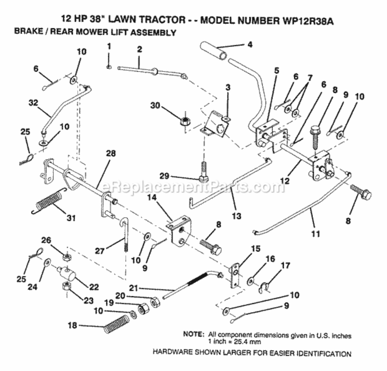 Page A Diagram and Parts List for WP12R38A 1992 Husqvarna Lawn Tractor