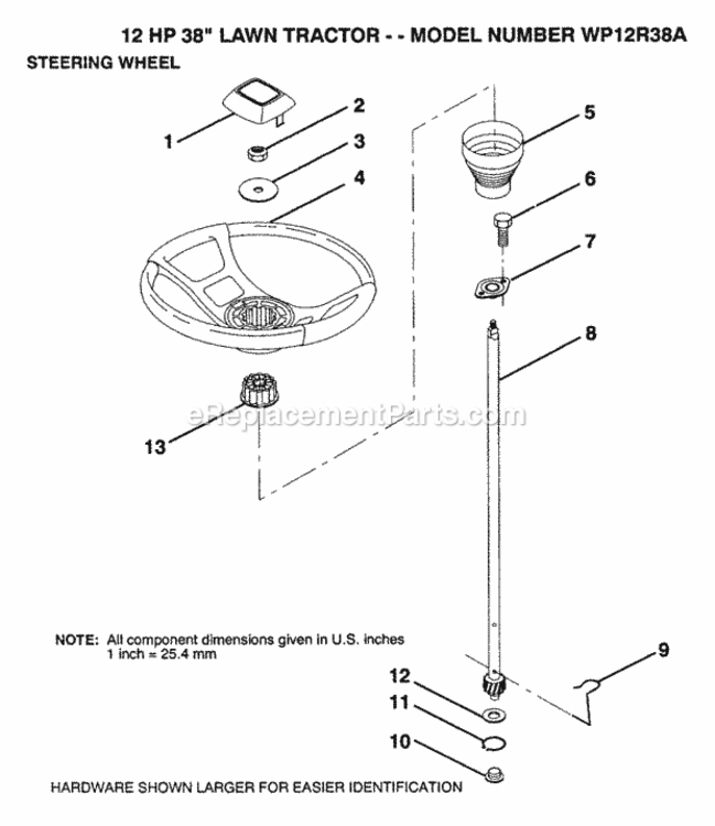 Page O Diagram and Parts List for WP12R38A 1992 Husqvarna Lawn Tractor