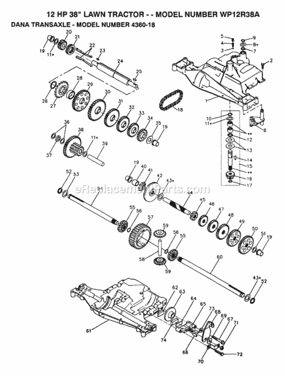 Page B Diagram and Parts List for WP12R38A 1992 Husqvarna Lawn Tractor