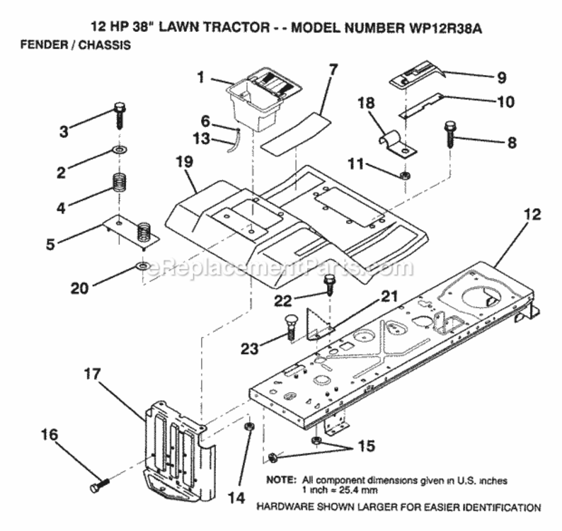 Page G Diagram and Parts List for WP12R38A 1992 Husqvarna Lawn Tractor