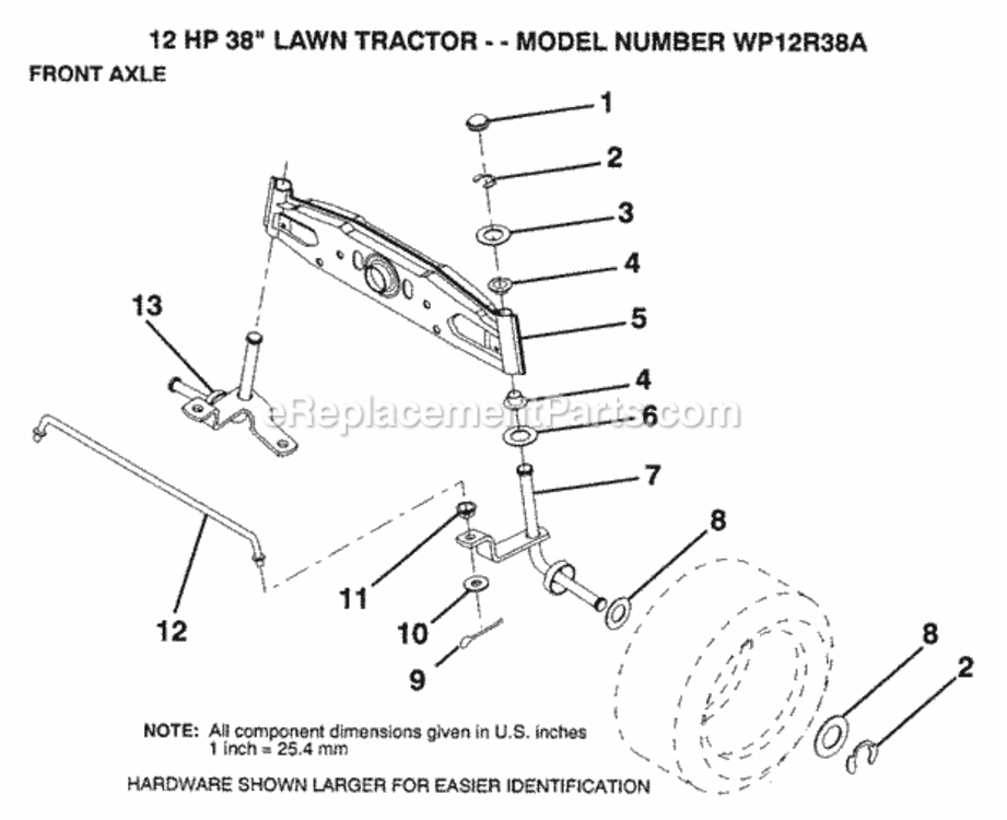 Page H Diagram and Parts List for WP12R38A 1992 Husqvarna Lawn Tractor