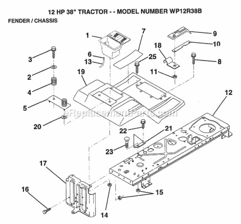 Page E Diagram and Parts List for WP12R38B 1993 Husqvarna Lawn Tractor