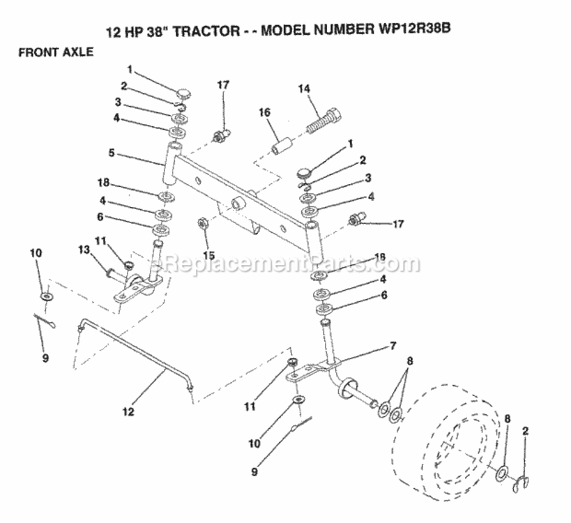 Page F Diagram and Parts List for WP12R38B 1993 Husqvarna Lawn Tractor