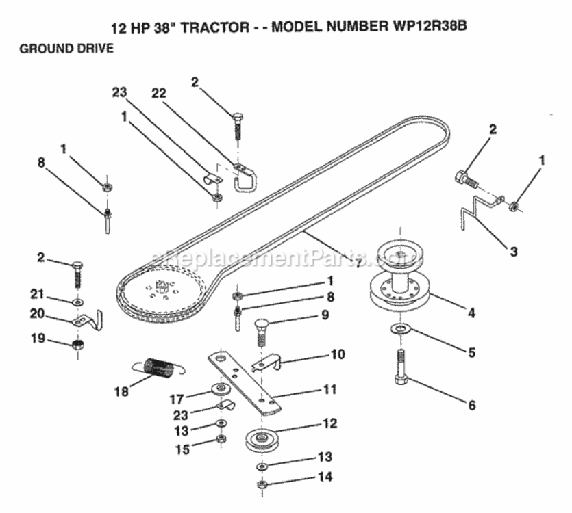 Page G Diagram and Parts List for WP12R38B 1993 Husqvarna Lawn Tractor