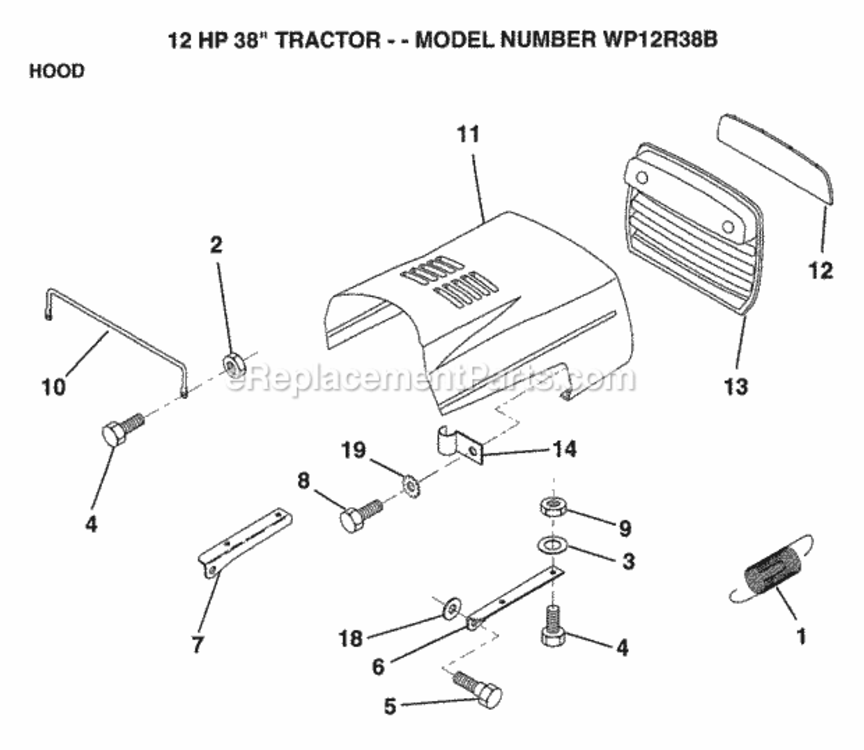 Page H Diagram and Parts List for WP12R38B 1993 Husqvarna Lawn Tractor